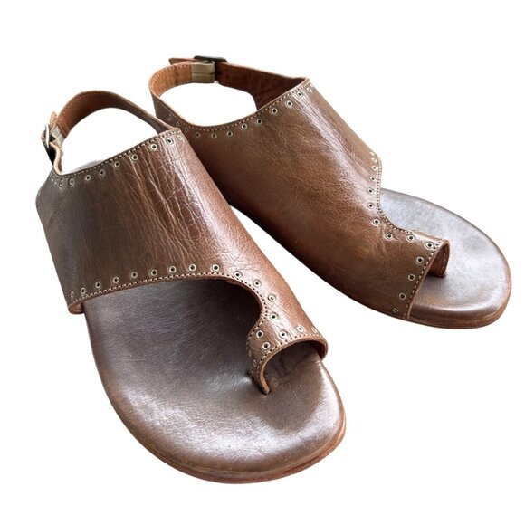 Bed Stu Womens Misha Distressed Leather Sandals Brown Boho Size 9.5 Rustic Buckl - Picture 1 of 13